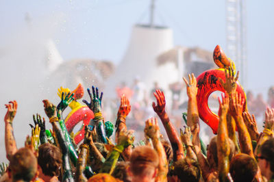 Popovka ukraine, august 6, 2013. young people having fun at the festival kazantip z21.