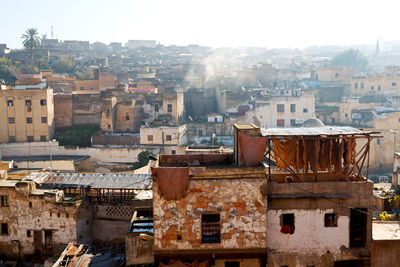 High angle view of townscape against sky