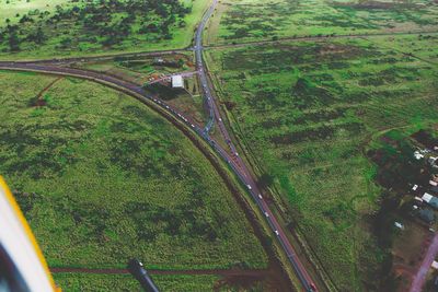 High angle view of railroad tracks