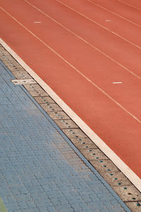 High angle view of running track