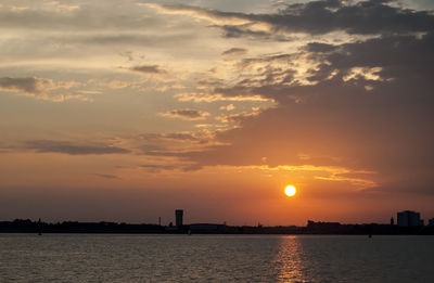 Scenic view of sea against sky during sunset