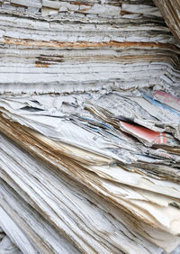 Full frame shot of old stack