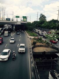 High angle view of traffic on road