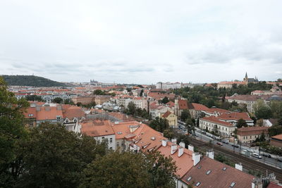 High angle view of townscape against sky