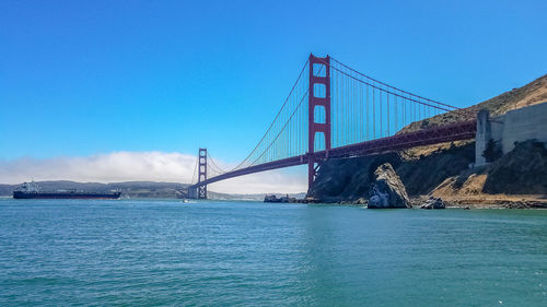 Suspension bridge over sea