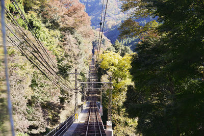 High angle view of bridge against mountain