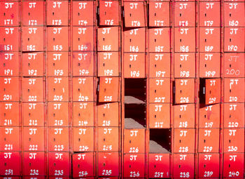 Full frame shot of red lockers