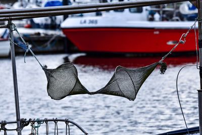 Close-up of fishing net in river