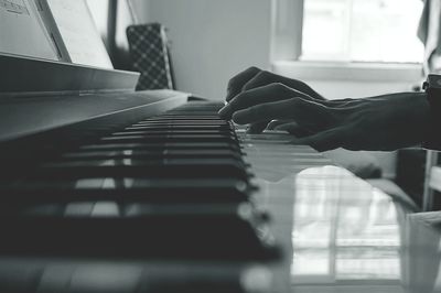 Close-up of cropped piano