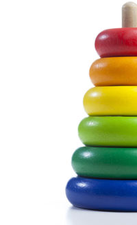 Close-up of stack of objects on white background