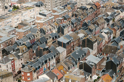 High angle view of buildings in city