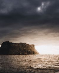 Scenic view of sea against cloudy sky