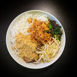 High angle view of meal served in bowl