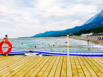 Scenic view of lake against sky