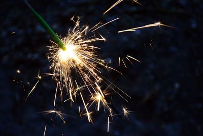 Low angle view of firework display at night