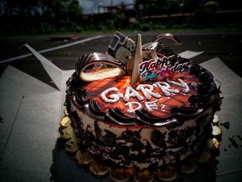 Close-up of dessert on table