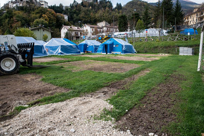 Tent in field