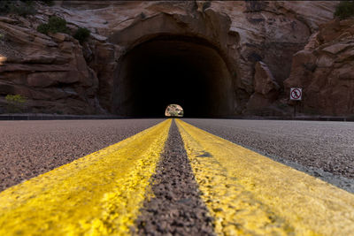 Surface level of road against rock formation