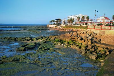 Scenic view of sea against clear sky