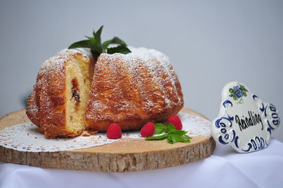 Close-up of cake on table