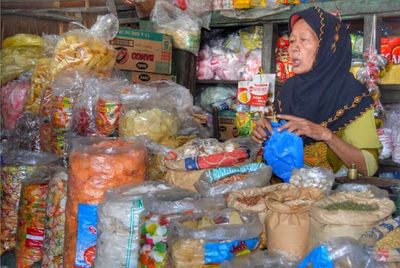 Full frame shot of multi colored market stall