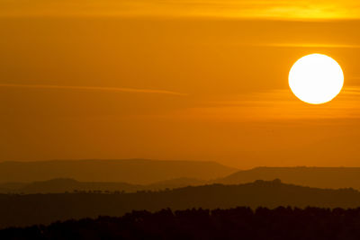 Scenic view of silhouette mountains against sky during sunset