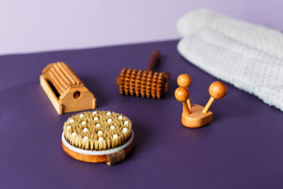 The therapeutic massage bamboo tool set of different spa equipment