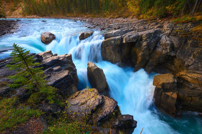 Scenic view of waterfall