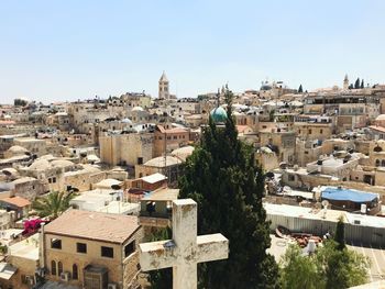 High angle view of townscape against sky