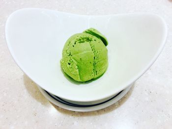 High angle view of ice cream in bowl