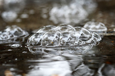 Close up of bubbles on water surface