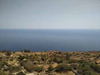 Scenic view of sea against clear sky