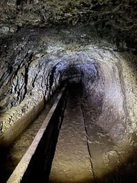 Close-up of water flowing in tunnel