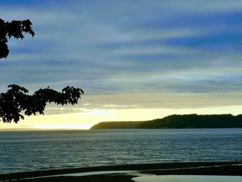 Scenic view of sea against sky at sunset