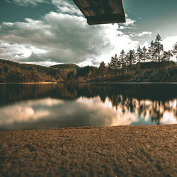 Scenic view of lake against sky