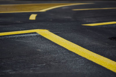 Yellow road marking on street