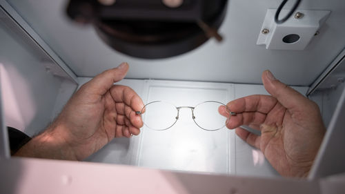 Cropped image of man working at home