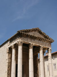 Low angle view of old building against sky