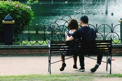 Rear view of woman in park