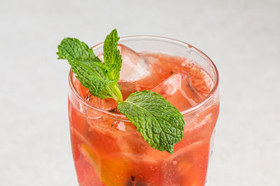 Close-up of drink in glass on table