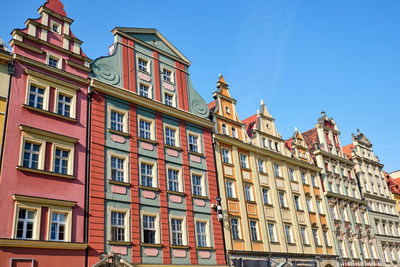 Multicolored houses at the market square in wroclaw, poland