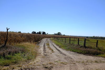 Road passing through field