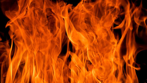 Close-up of fire against black background