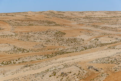 Scenic view of desert against clear sky