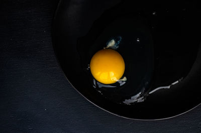 High angle view of egg on plate