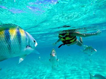 Man swimming in sea