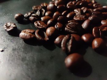 High angle view of coffee beans on table