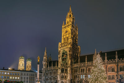 New town hall is a town hall marienplatz in munich, bavaria, germany. in christmas evening