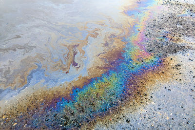 High angle view of multi colored road