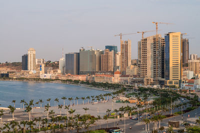 High angle view of cityscape against sky